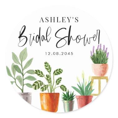 Boho Watercolor Potted Houseplants  Classic Round Sticker