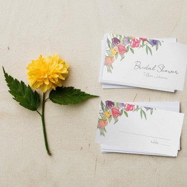 Boho Watercolor Tulips and Greenery Place Invitations