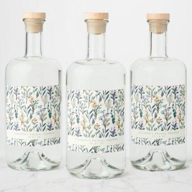 Boho Watercolor Wildflower Custom Bridal Shower  Liquor Bottle Label
