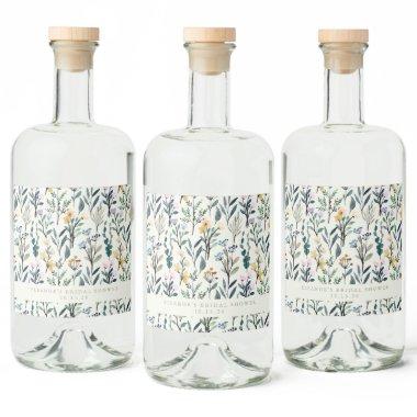 Boho Watercolor Wildflower Custom   Liquor Bottle Label