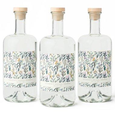 Boho Watercolor Wildflower Custom Bridal Shower  Liquor Bottle Label