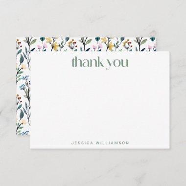 Boho Watercolor Wildflower Custom Bridal Shower Thank You Invitations