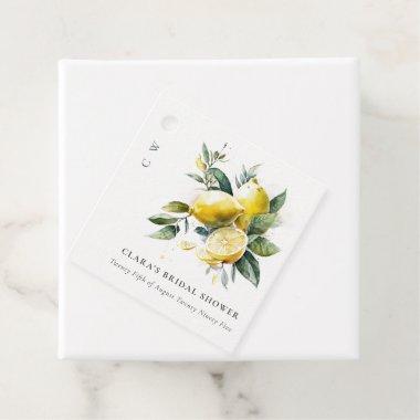 Boho Watercolor Yellow Lemon Garden Bridal Shower Favor Tags