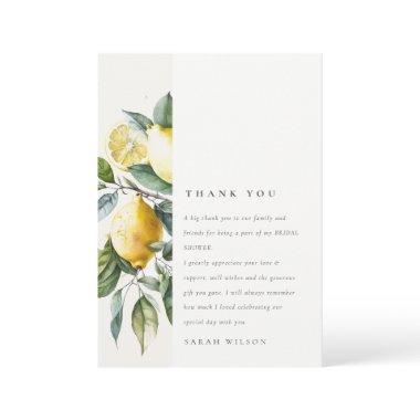 Boho Watercolor Yellow Lemon Garden  Thank You