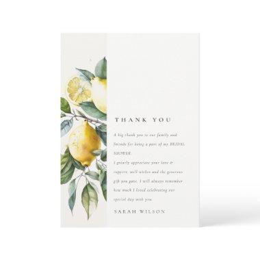 Boho Watercolor Yellow Lemon Garden Bridal Shower Thank You Invitations