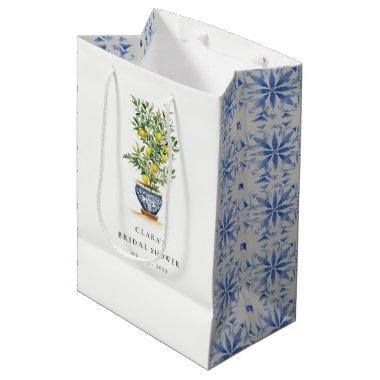 Boho Watercolor Yellow Lemon Tree Bridal Shower Medium Gift Bag