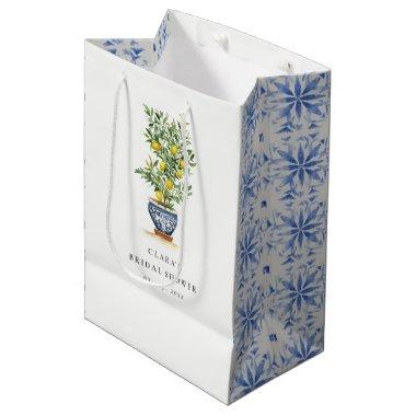 Boho Watercolor Yellow Lemon Tree  Medium Gift Bag