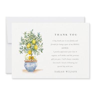 Boho Watercolor Yellow Lemon Tree  Thank You