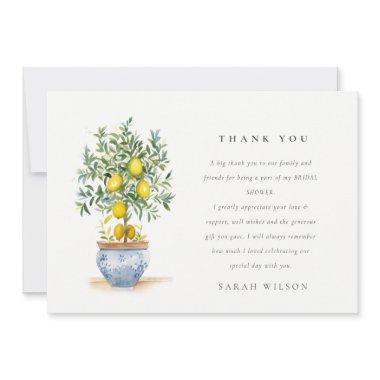 Boho Watercolor Yellow Lemon Tree Bridal Shower Thank You Invitations