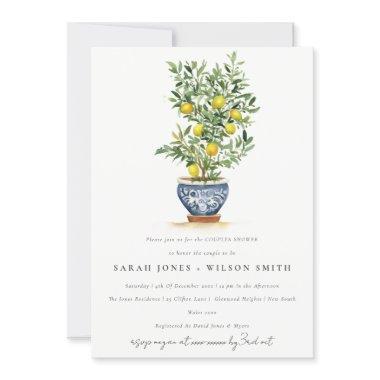 Boho Watercolor Yellow Lemon Tree Couples Shower