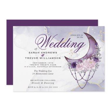 Boho Wedding Esoteric Amethyst Crescent Moon