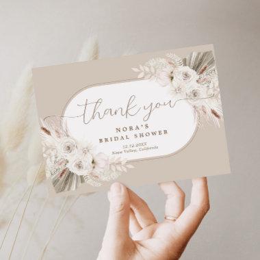 Boho White and Neutral Bouquet Thank You Invitations
