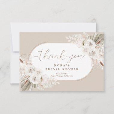 Boho White and Neutral Dried Floral Thank You Invitations