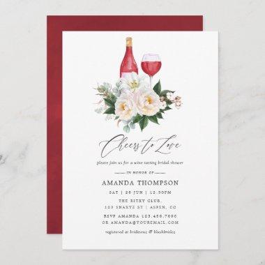 Boho White Floral Wine Tasting Bridal Shower Invitations