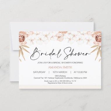 Boho White Orchards Palm Leaf Bridal Shower Invitations