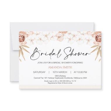 Boho White Orchards Palm Leaf Bridal Shower Invitations