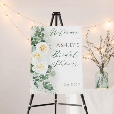 Boho White Rose Floral | Eucalyptus Bridal Shower Foam Board