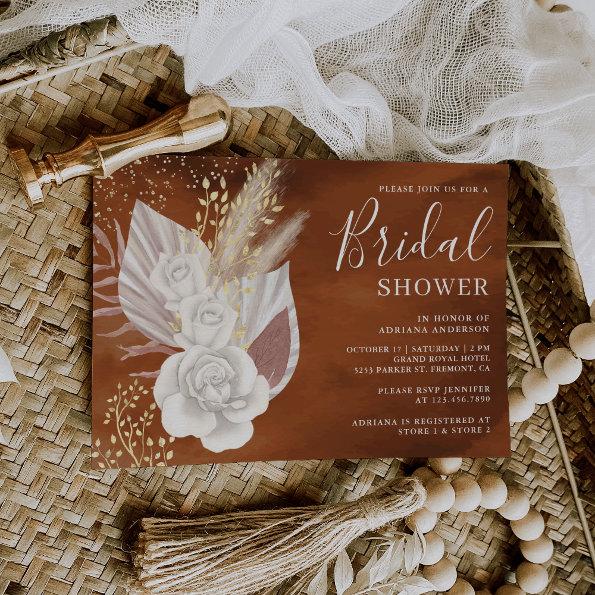 Boho White Rose Pampas Terracotta