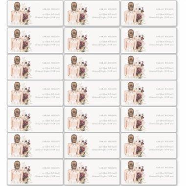 Boho White Wedding Gown Bride Guest Address Sticker