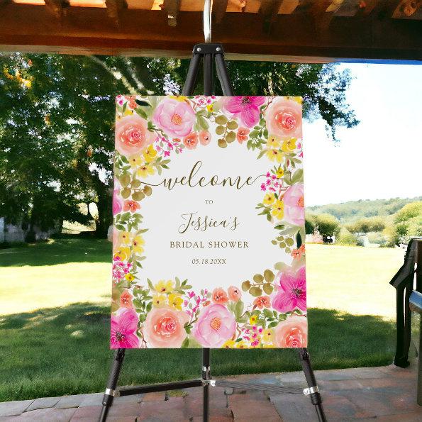 Boho wild flowers garden bridal shower welcome foam board