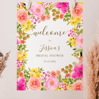 Boho wild flowers garden bridal shower welcome poster