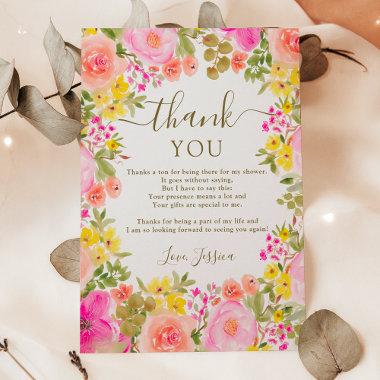 Boho wild flowers garden pink bridal shower thank you Invitations