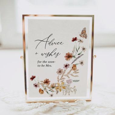 Boho Wildflower Advice and Wishes Bridal Shower Poster