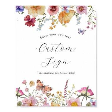 Boho Wildflower and Butterflies Custom Text Sign