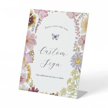 Boho Wildflower and Butterflies Custom Text Sign