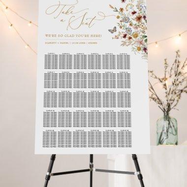 Boho Wildflower Backyard Wedding Seating Chart Foam Board