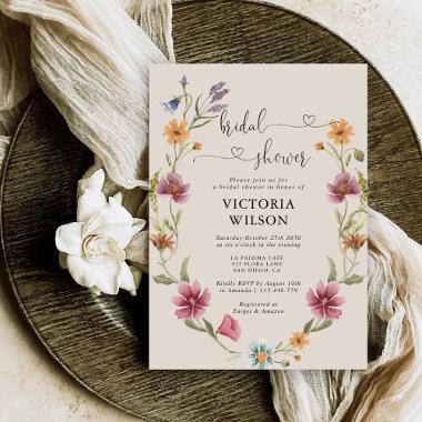 Boho Wildflower Bridal Shower Invitations