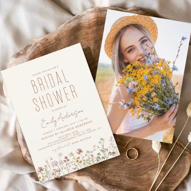 Boho Wildflower Bridal Shower Photo Invitations