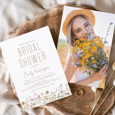 Boho Wildflower Bridal Shower Photo Invitations
