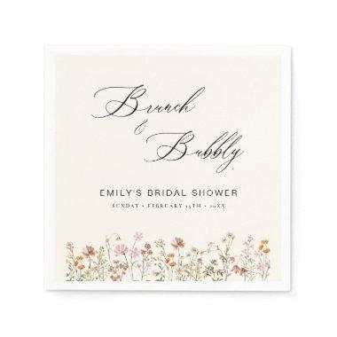 Boho Wildflower Brunch & Bubbly Bridal Shower Napkins