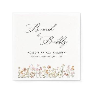 Boho Wildflower Brunch & Bubbly Bridal Shower Napkins