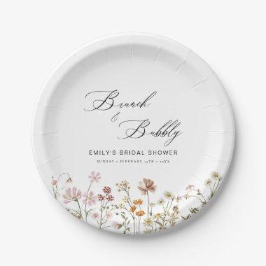 Boho Wildflower Brunch & Bubbly Bridal Shower Paper Plates