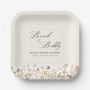 Boho Wildflower Brunch & Bubbly  Paper Plates