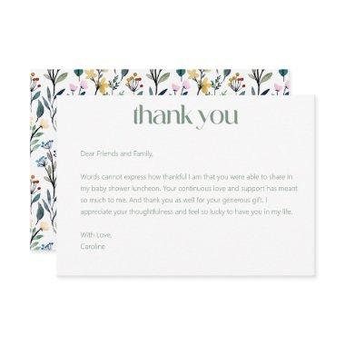 Boho Wildflower Custom Message Bridal Shower Thank You Invitations