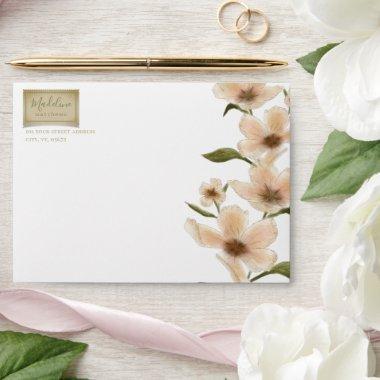 Boho Wildflower Elegant Chic Vintage Floral Stamp Envelope