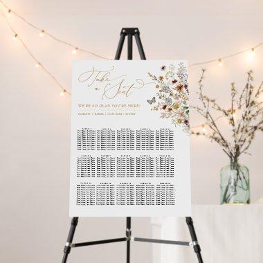 Boho Wildflower Fall Wedding Seating Chart Foam Board