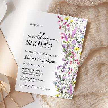 Boho Wildflower Floral Wedding Shower Minimalist Invitations