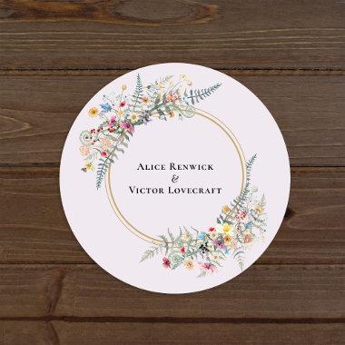 Boho Wildflower Lavender Wedding Envelope Seals