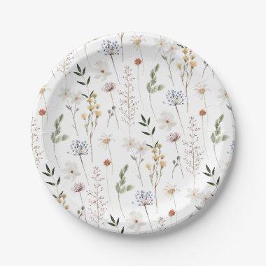 Boho Wildflower Pattern Paper Plates