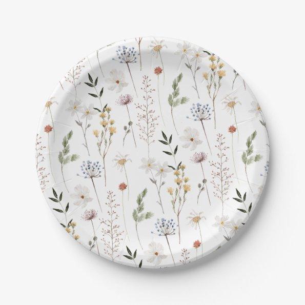 Boho Wildflower Pattern Paper Plates