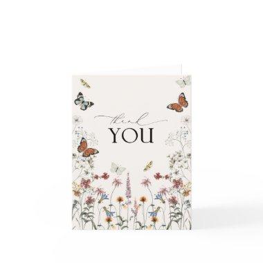 Boho Wildflower Rustic Butterfly Thank You