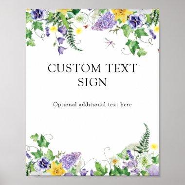 Boho Wildflower Wedding Custom Text Poster
