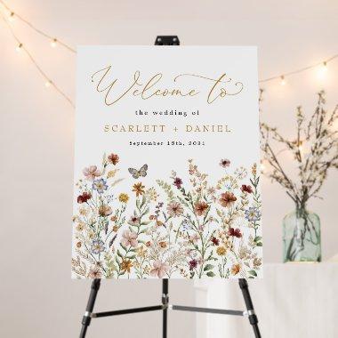 Boho Wildflower Wedding Garden Flowers Welcome Foam Board