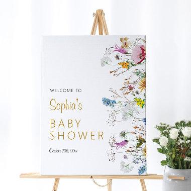 Boho Wildflowers Baby Shower Welcome Sign
