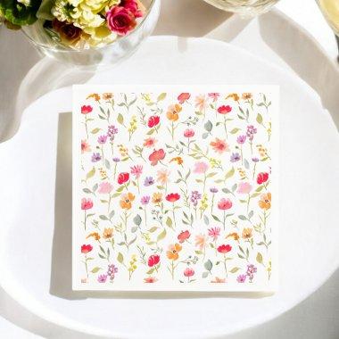 Boho wildflowers garden floral  party napkins