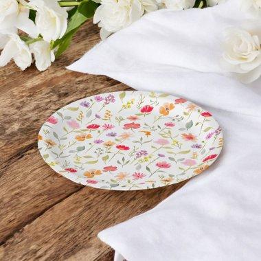 Boho wildflowers garden floral  party paper plates